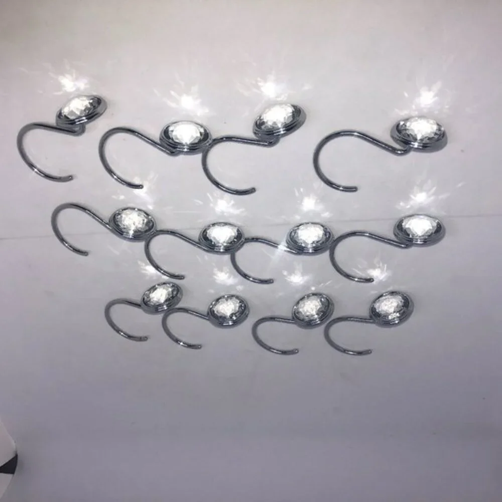Clear‎ Jewel on Silver-tone 12PC Shower Hook Set